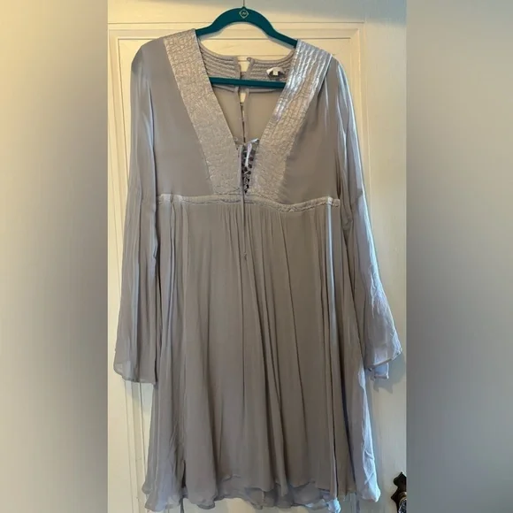 Anthropologie Ghost London Pale Blue Dress with Bell Sleeves - Picture 8 of 12